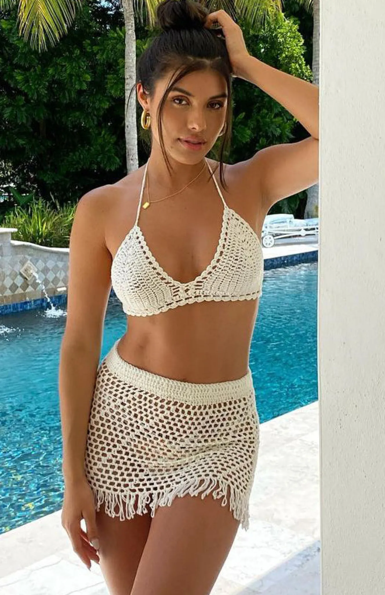 Restocked | White Fox Boutique Private Island Crochet Set white