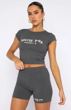 Shirts & Blouses | White Fox Boutique Project 5 Ribbed Baby Tee Volcanic grey
