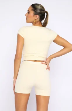 Shorts | White Fox Boutique Project 5 Ribbed Bike Shorts Pebble nude