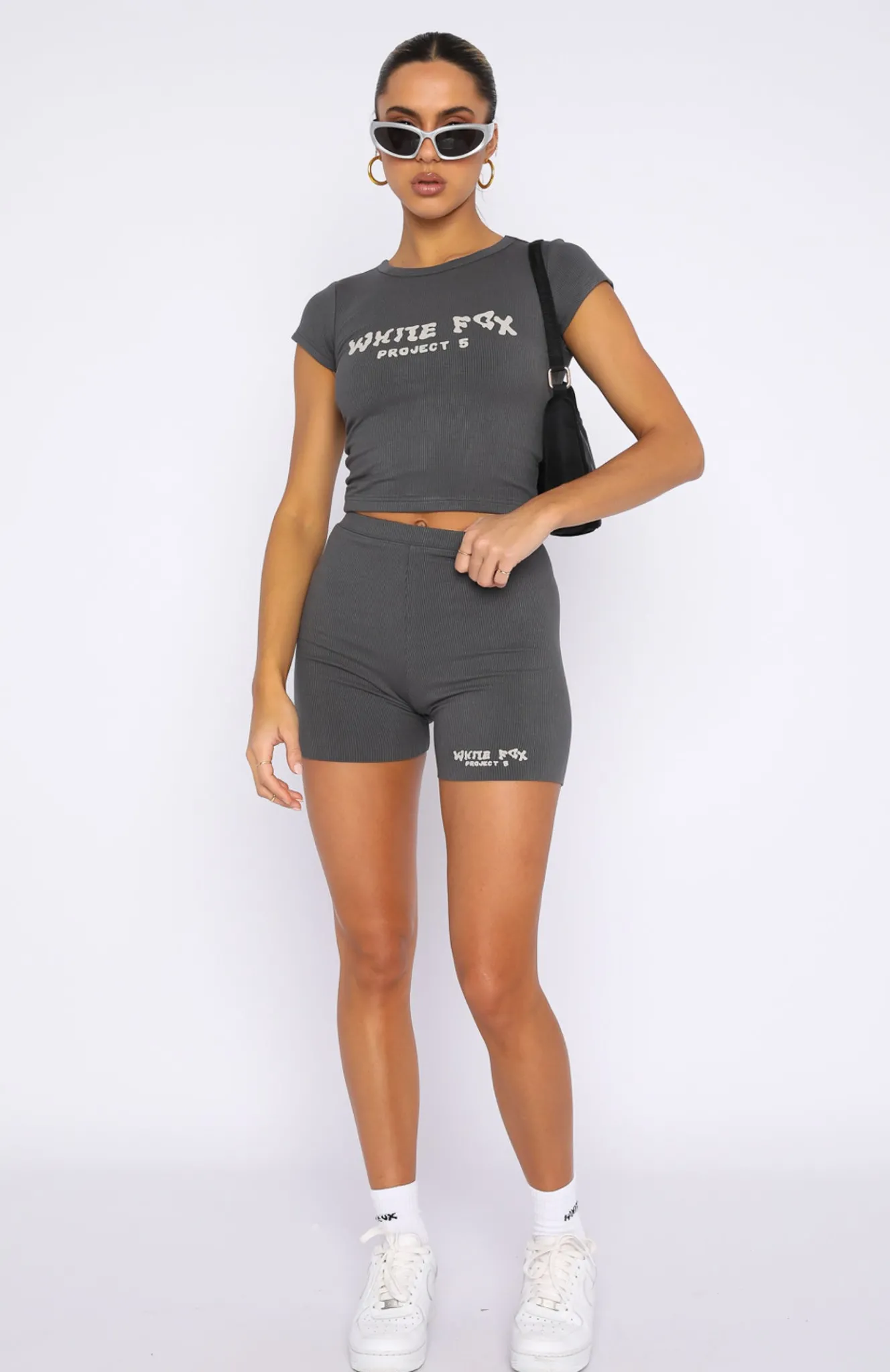 Shorts | White Fox Boutique Project 5 Ribbed Bike Shorts Volcanic grey