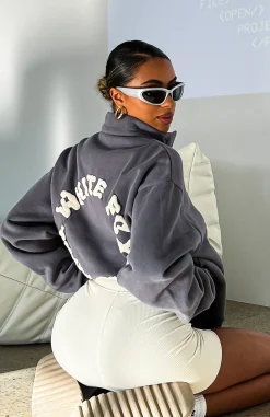 Jackets & Blazers | White Fox Boutique Project 5 Zip Front Sweater Volcanic grey