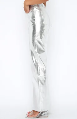 Pants | White Fox Boutique Push The Button Pu Pants silver