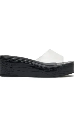 Slides | White Fox Boutique Rayna Platform Slides Croc black
