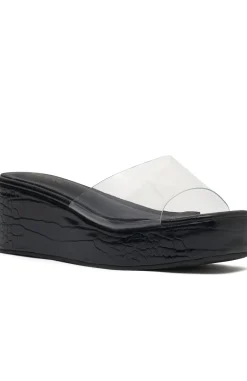 Slides | White Fox Boutique Rayna Platform Slides Croc black