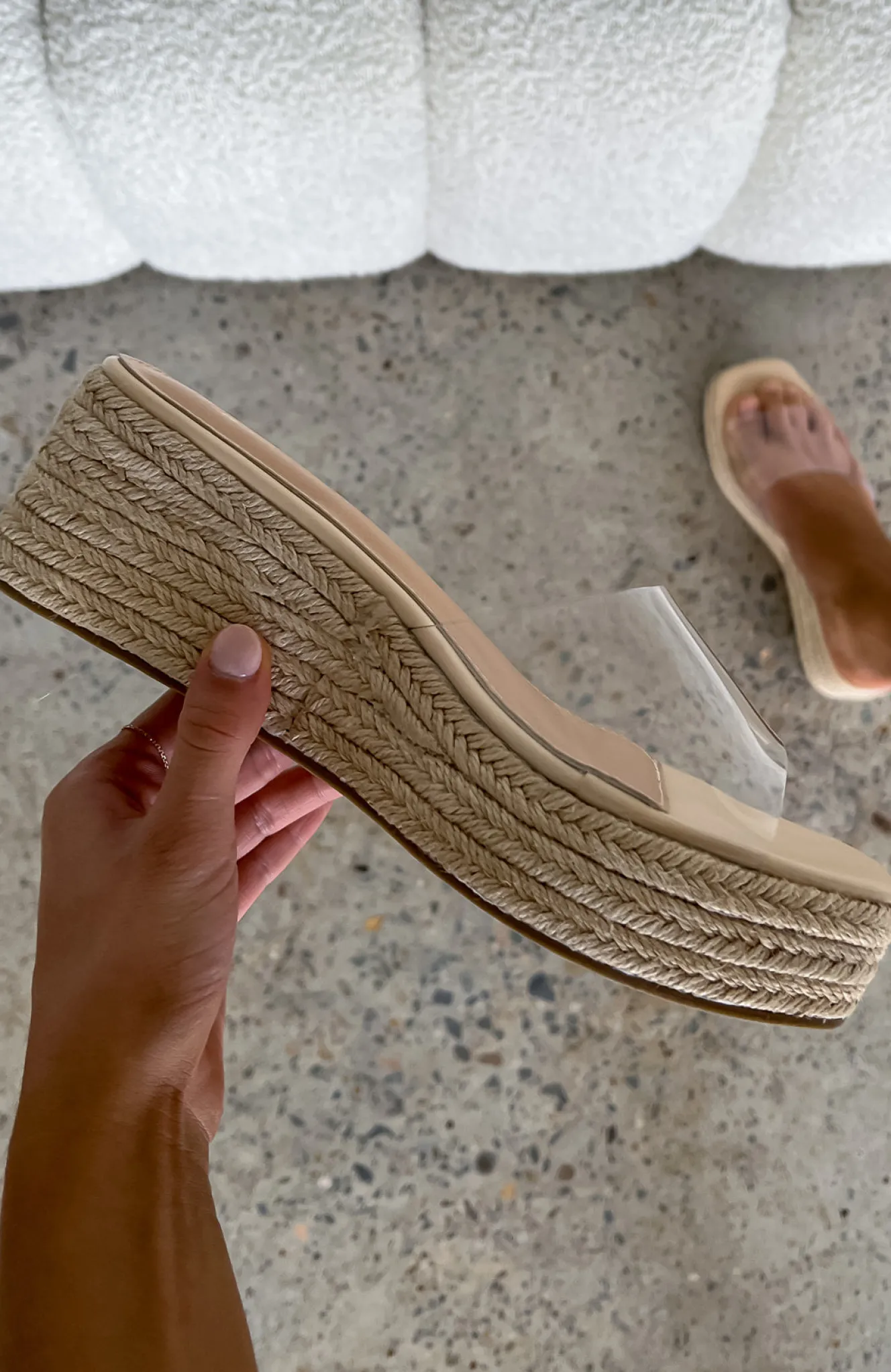 Slides | White Fox Boutique Rayna Platform Slides Natural Woven nude
