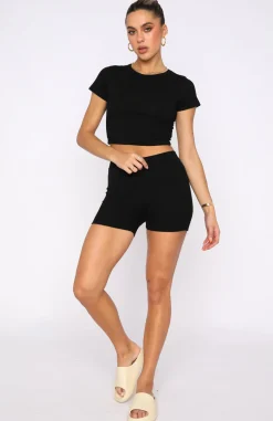 Shorts | White Fox Boutique Reality Check Ribbed Bike Shorts black