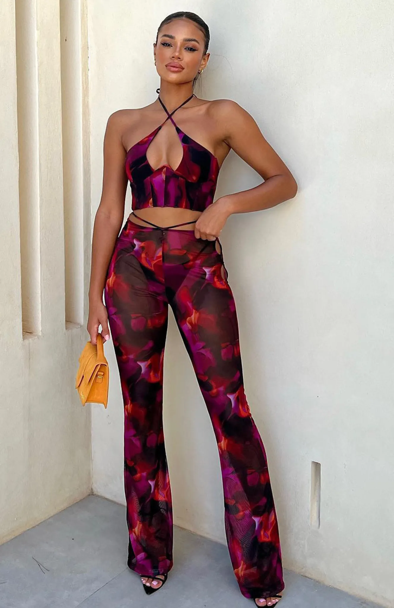 Pants | White Fox Boutique Rhythm Of The Night Pants Flame Print pink