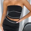 Shirts & Blouses | White Fox Boutique Ride With Me Strapless Crop black