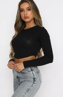 Shirts & Blouses | White Fox Boutique Risky Love Long Sleeve Crop black