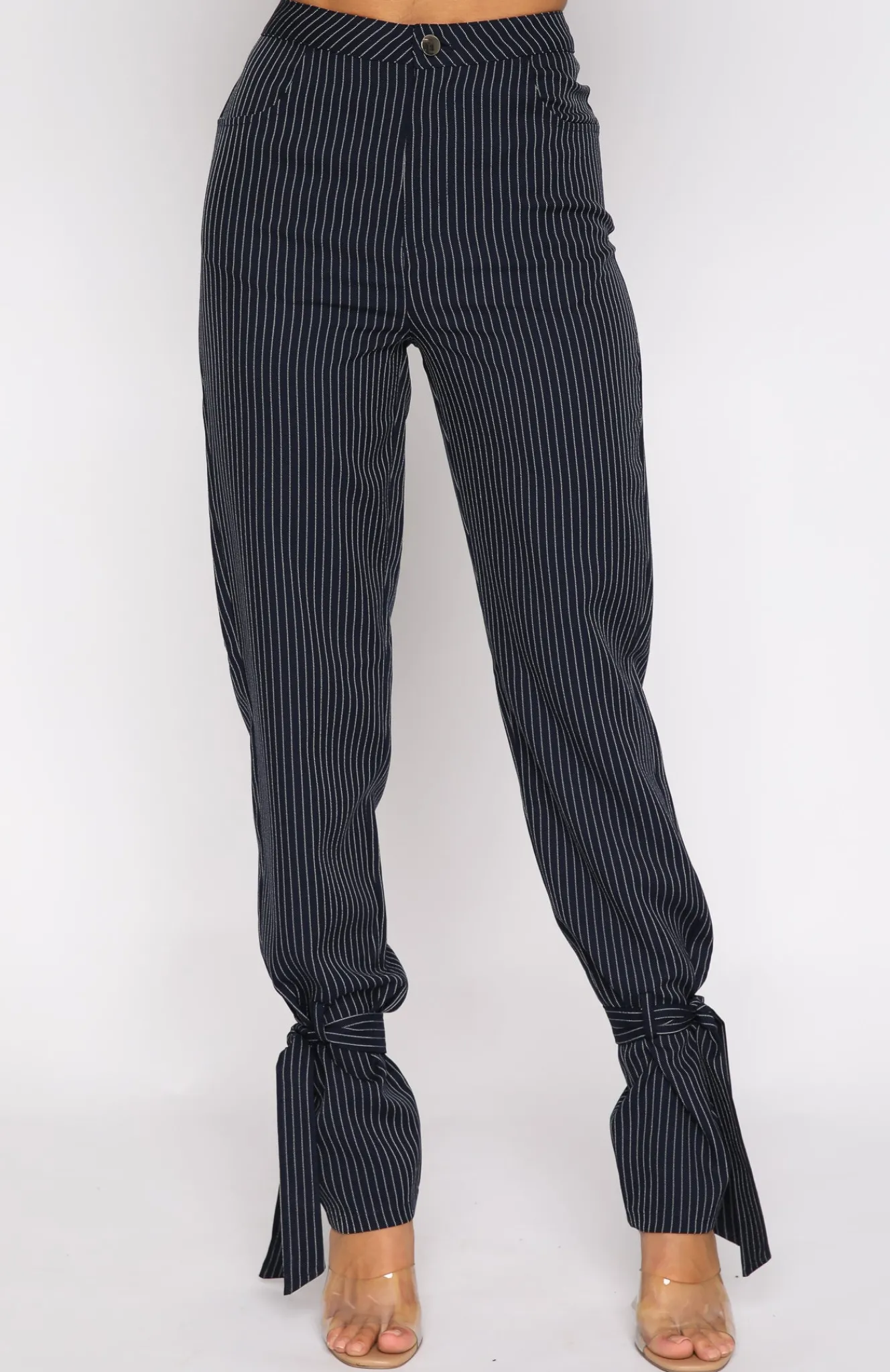 Pants | White Fox Boutique Run To Me Pants Navy Pinstripe blue