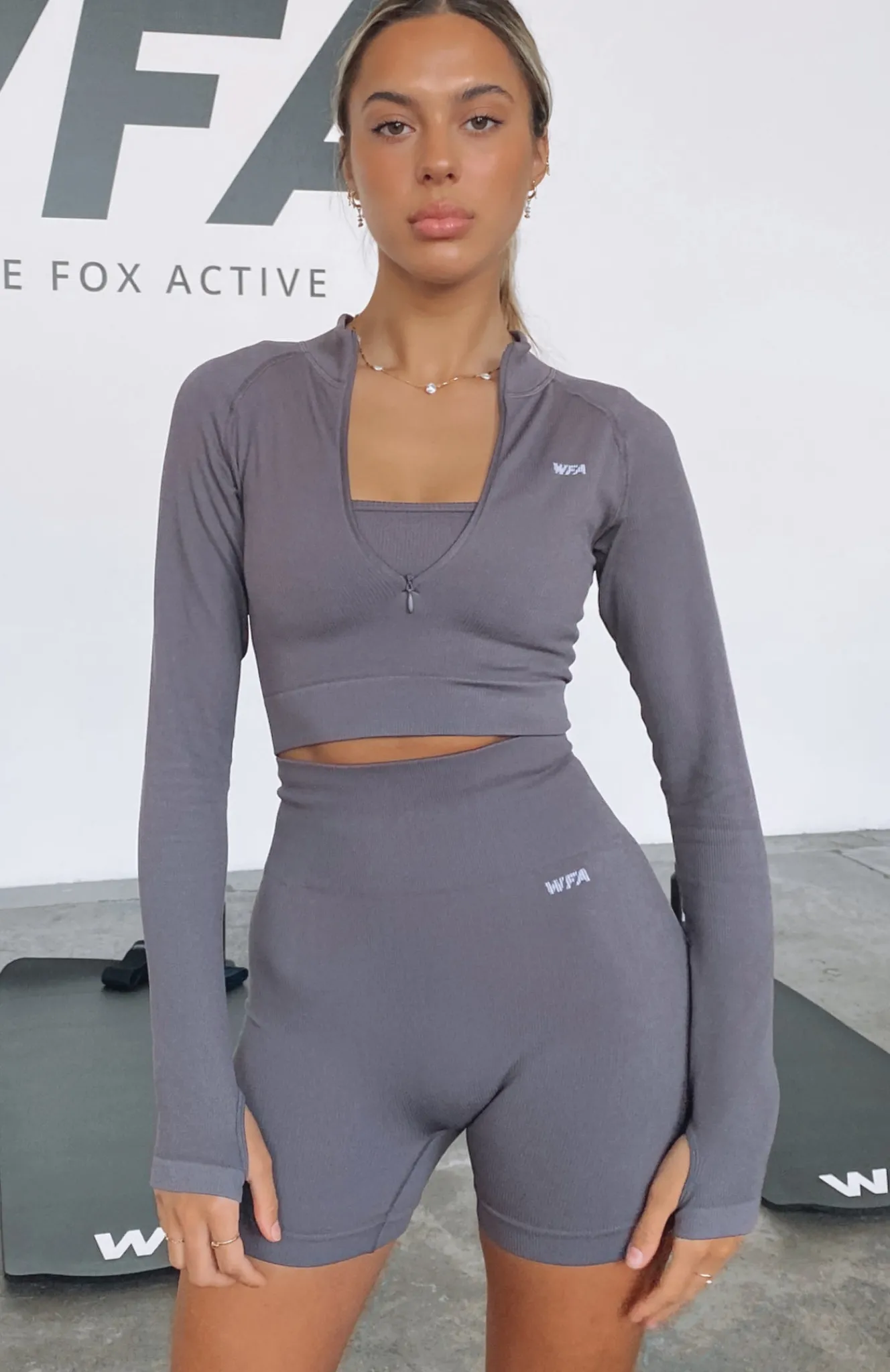 Shorts | White Fox Boutique Seamless High Waisted Shorts Shadow grey