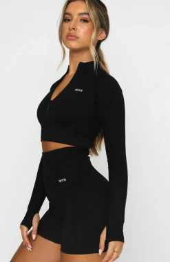 Sports Bras & Crops | White Fox Boutique Seamless Long Sleeve Sports Crop black