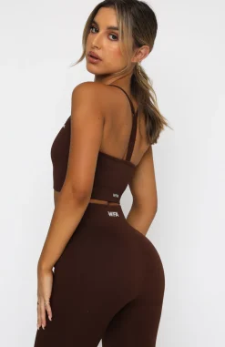 Sports Bras & Crops | White Fox Boutique Seamless Ribbed Sports Crop Chocolate brown