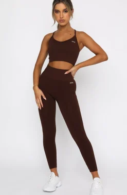 Sports Bras & Crops | White Fox Boutique Seamless Ribbed Sports Crop Chocolate brown