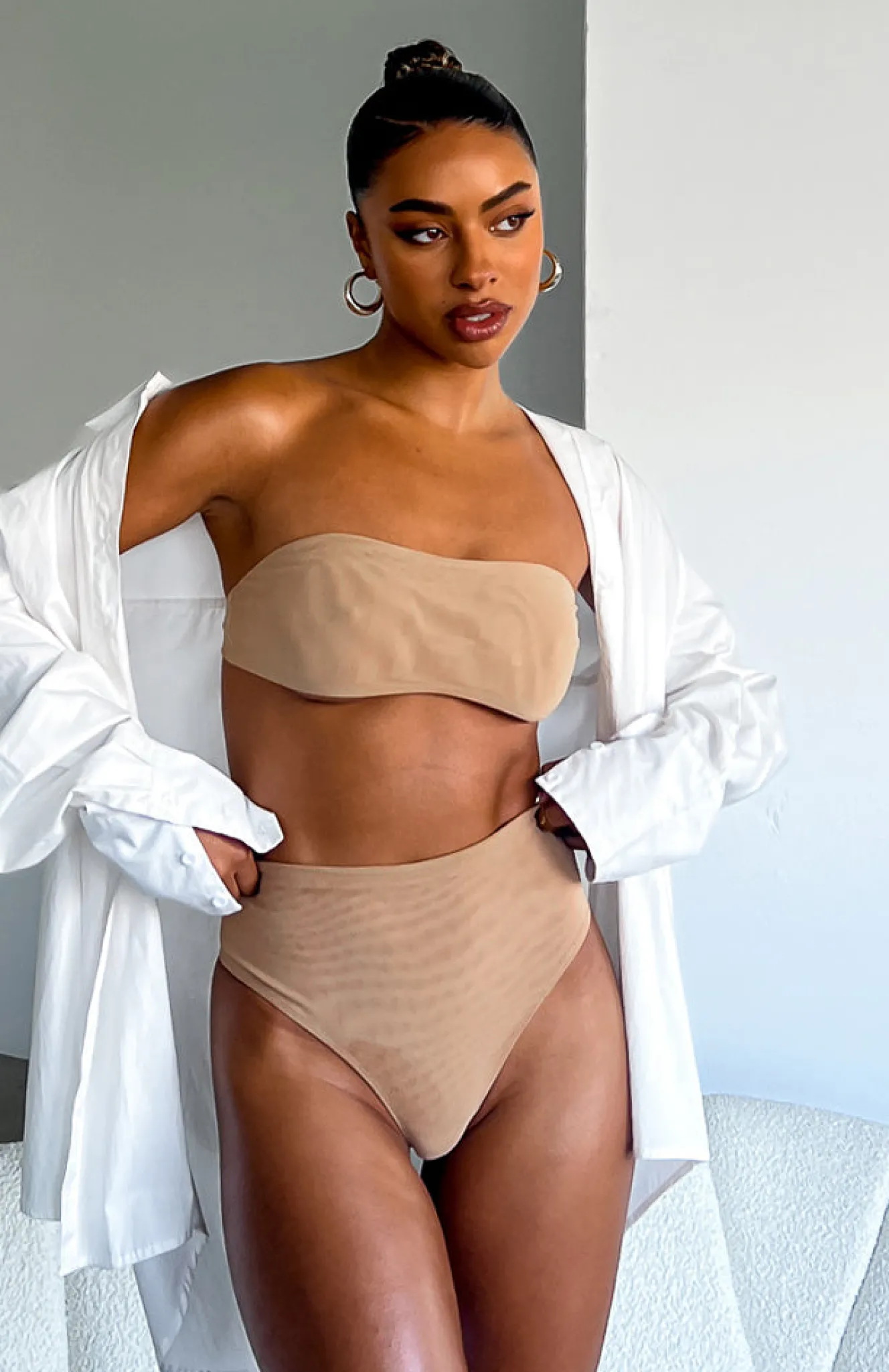 Shirts & Blouses | White Fox Boutique Secrets Out Mesh Bandeau Crop nude