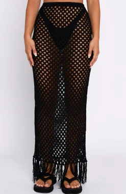 Resort Wear | White Fox Boutique See Me Now Crochet Maxi Skirt black