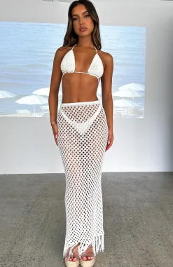 Resort Wear | White Fox Boutique See Me Now Crochet Maxi Skirt Off white