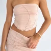 Shirts & Blouses | White Fox Boutique Shape Of You Strapless Crop Beige nude