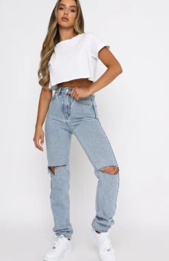 Denim | White Fox Boutique She's All That Straight Leg Denim Jeans Washed blue