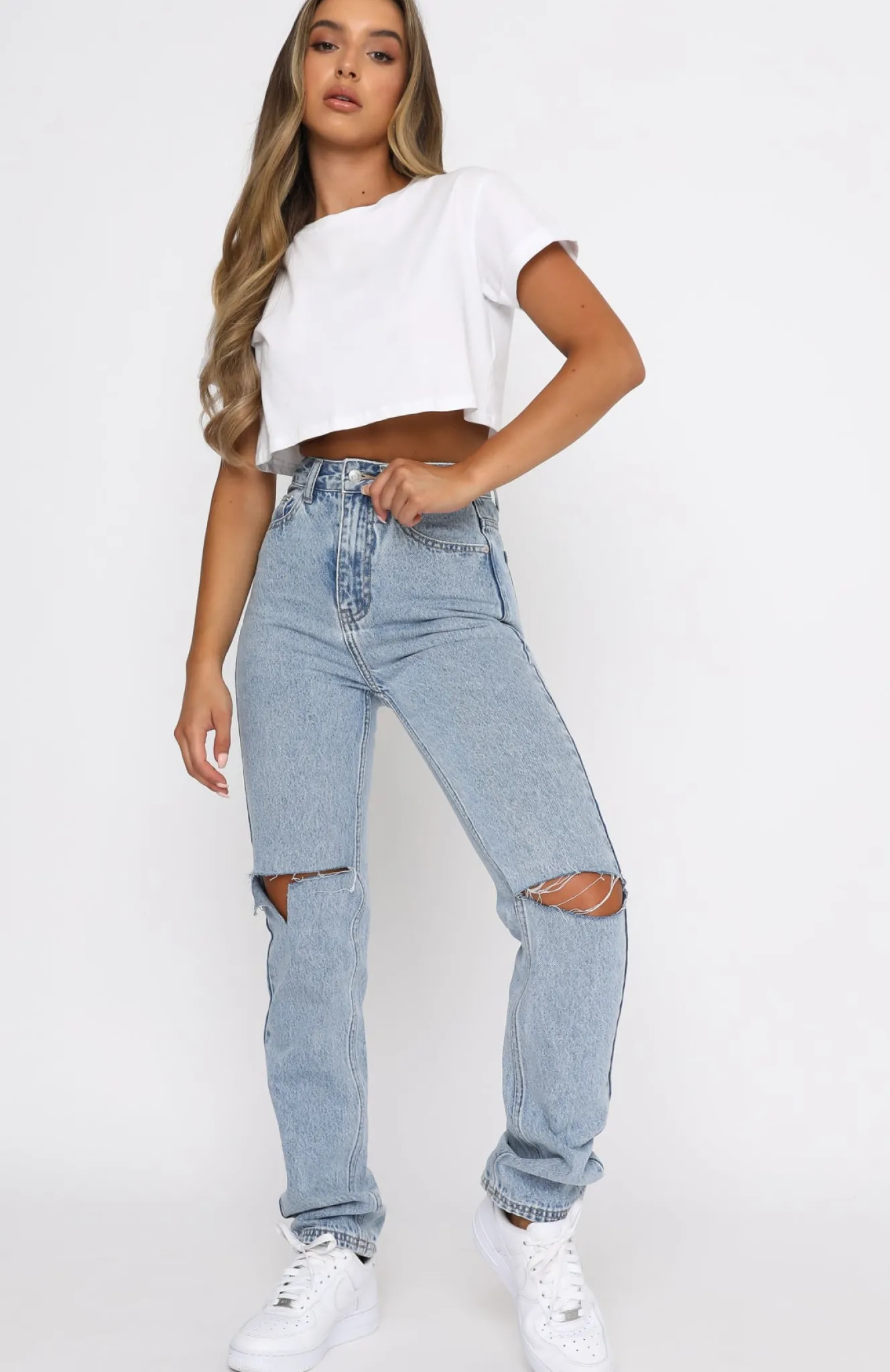 Denim | White Fox Boutique She's All That Straight Leg Denim Jeans Washed blue