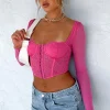 Shirts & Blouses | White Fox Boutique She's Magic Long Sleeve Lace Bustier Hot pink