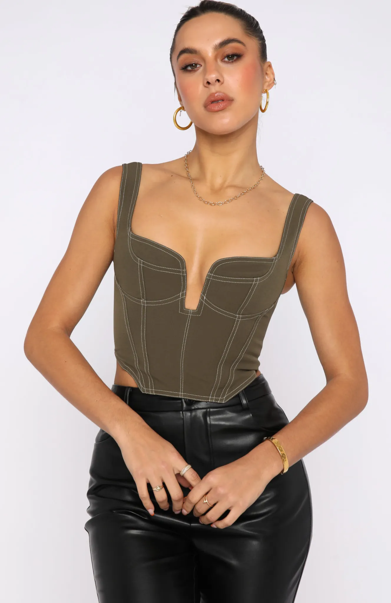 Shirts & Blouses | White Fox Boutique She's The One Bustier Dark Olive green