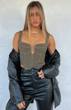 Shirts & Blouses | White Fox Boutique She's The One Bustier Dark Olive green