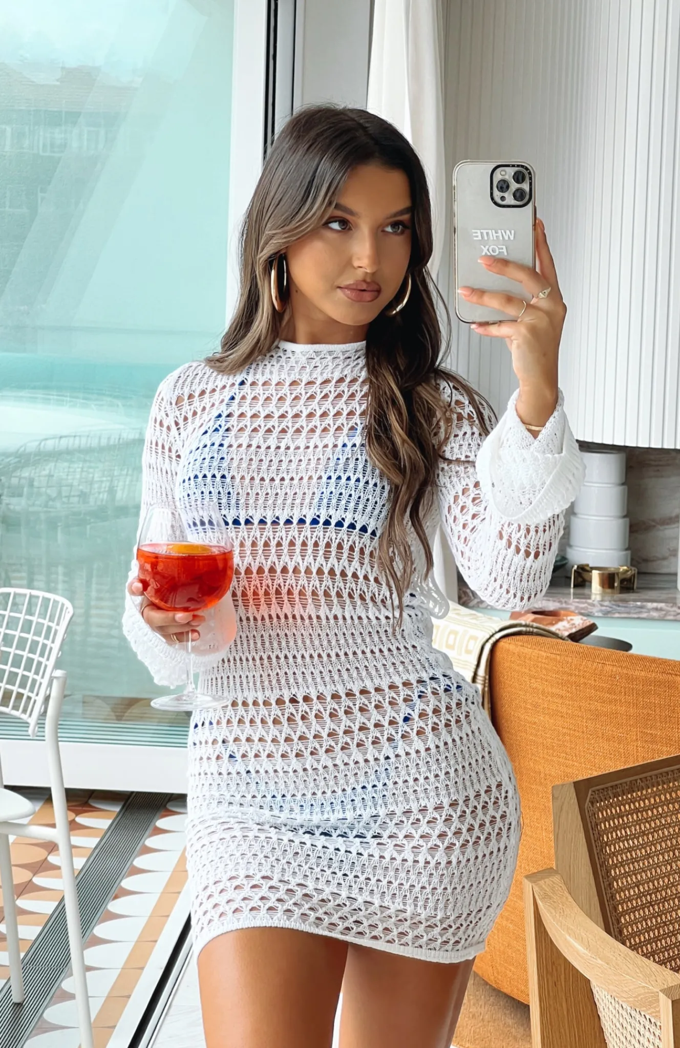 Resort Wear | White Fox Boutique Shine On Long Sleeve Mini Dress white