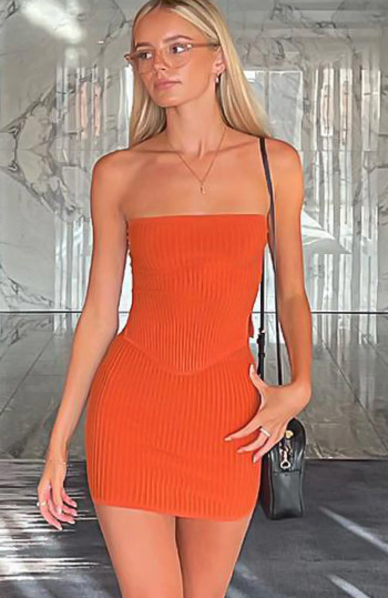 Restocked | White Fox Boutique Slow Jams Knitted Mini Skirt Rust orange