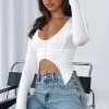 Shirts & Blouses | White Fox Boutique Smooth Talker Long Sleeve Crop white