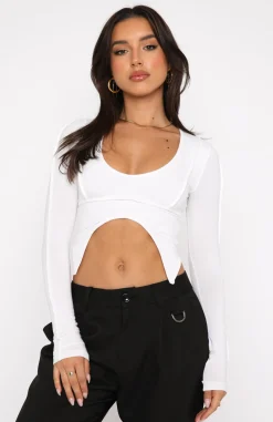 Shirts & Blouses | White Fox Boutique Smooth Talker Long Sleeve Crop white