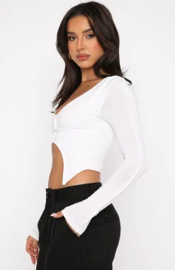 Shirts & Blouses | White Fox Boutique Smooth Talker Long Sleeve Crop white