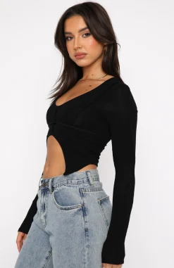 Shirts & Blouses | White Fox Boutique Smooth Talker Long Sleeve Crop black