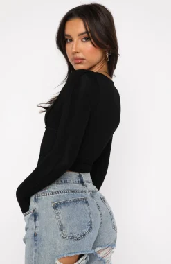 Shirts & Blouses | White Fox Boutique Smooth Talker Long Sleeve Crop black