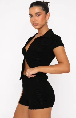 Shirts & Blouses | White Fox Boutique So Tempted Terry Top black