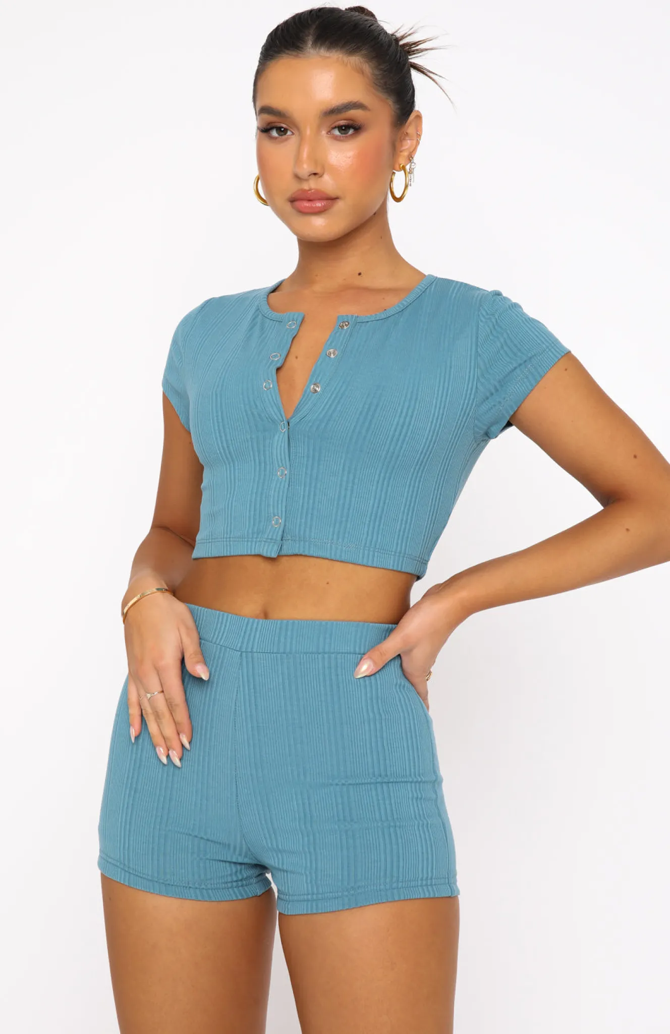 Shorts | White Fox Boutique So You Remember Ribbed Booty Shorts Teal green