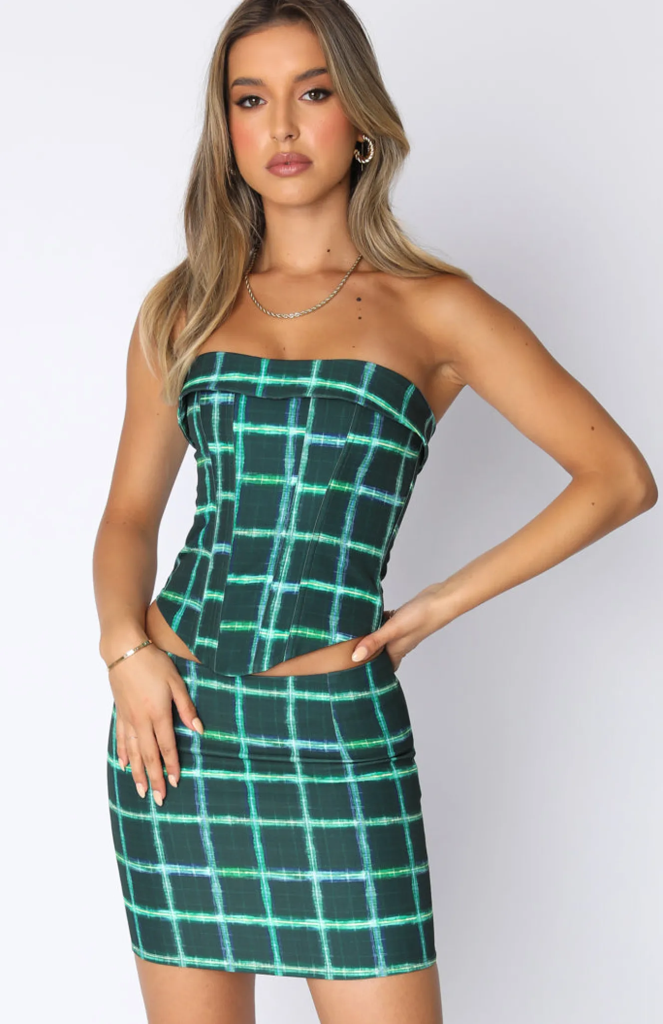 Shirts & Blouses | White Fox Boutique Soft Spot Bustier Plaid green