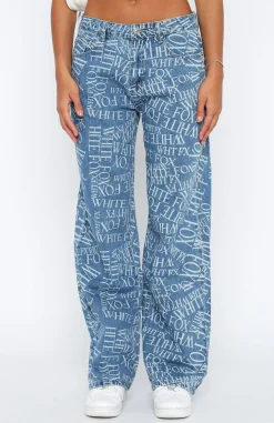 Denim | White Fox Boutique Sort Through It Printed Jeans Wash blue