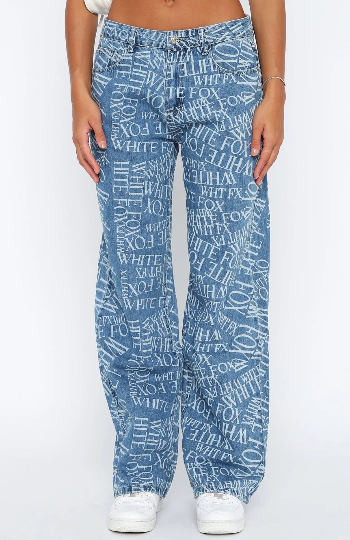 Denim | White Fox Boutique Sort Through It Printed Jeans Wash blue