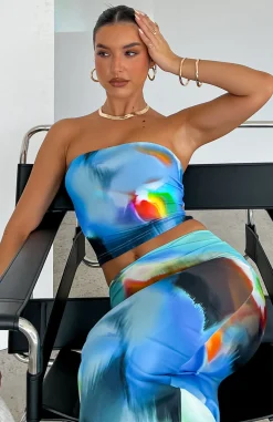 Shirts & Blouses | White Fox Boutique Spark The Night Strapless Crop Ice Aura blue