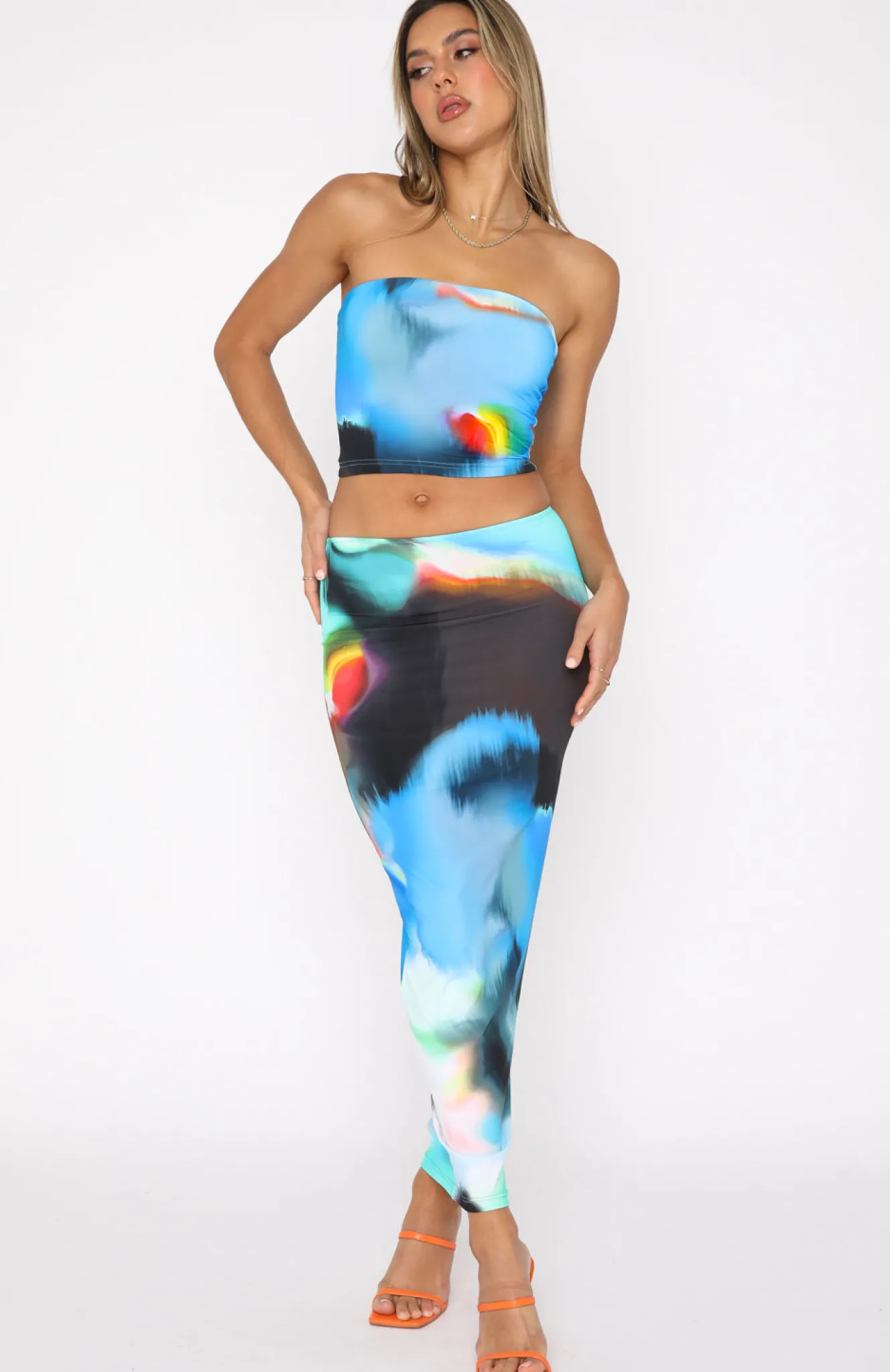 Shirts & Blouses | White Fox Boutique Spark The Night Strapless Crop Ice Aura blue