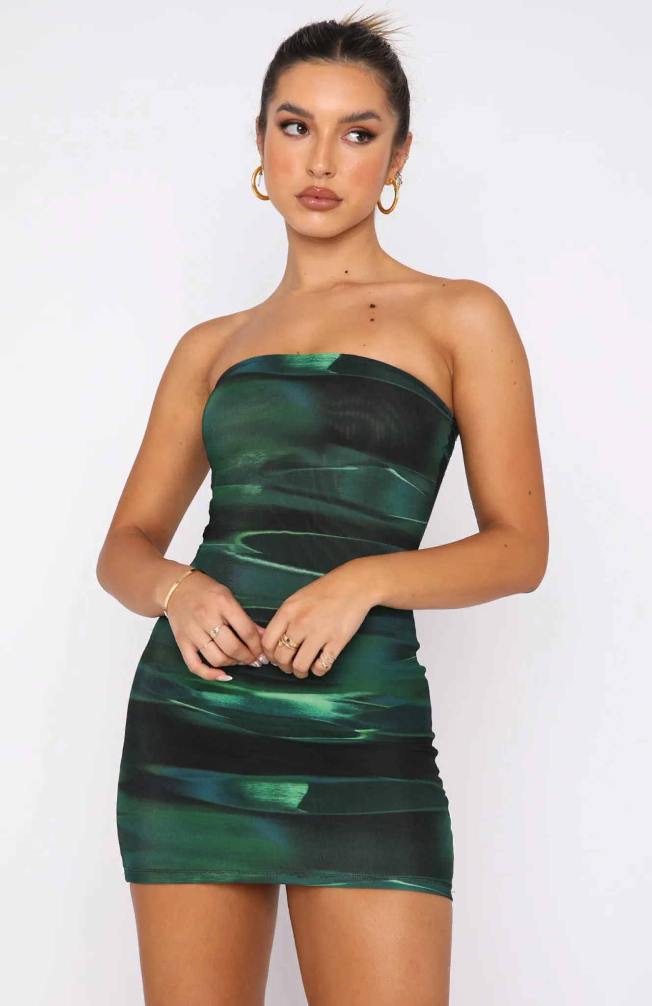 Restocked | White Fox Boutique Spark The Passion Mini Dress Distortion green