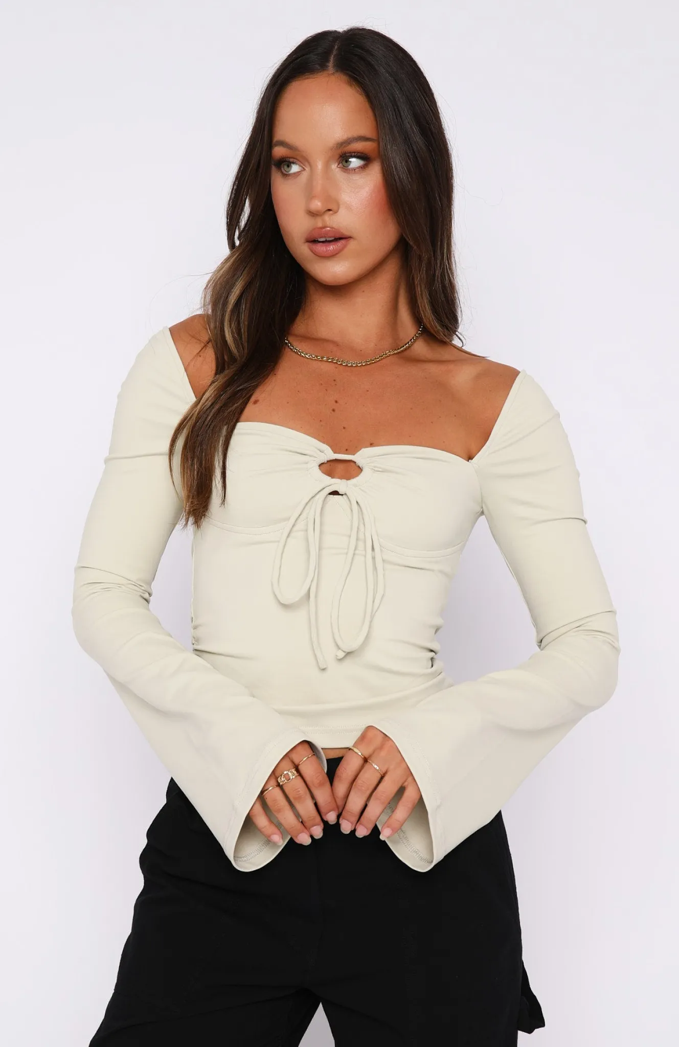 Shirts & Blouses | White Fox Boutique Spending Spree Long Sleeve Top Stone nude