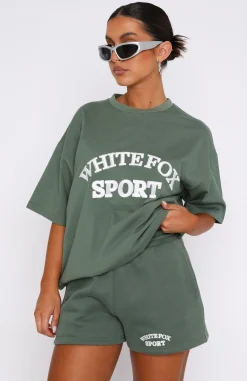 Shorts | White Fox Boutique Sports Edition Lounge Shorts Dusty Olive green