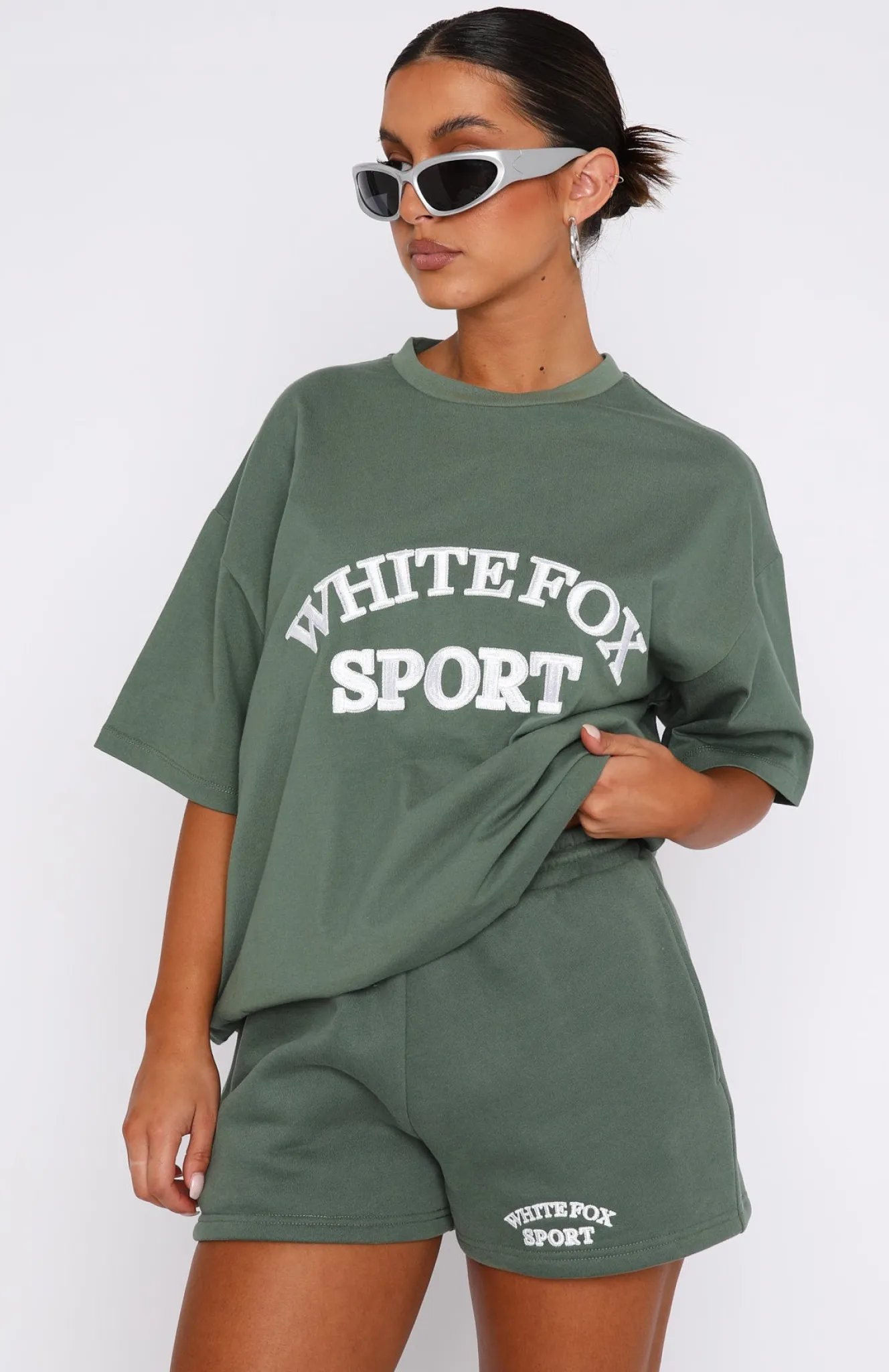 Shorts | White Fox Boutique Sports Edition Lounge Shorts Dusty Olive green