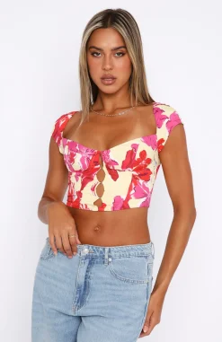 Shirts & Blouses | White Fox Boutique Spring Fling Bustier Lemon Wildflower multi