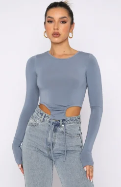 Shirts & Blouses | White Fox Boutique Spring Fresh Long Sleeve Top Steel blue