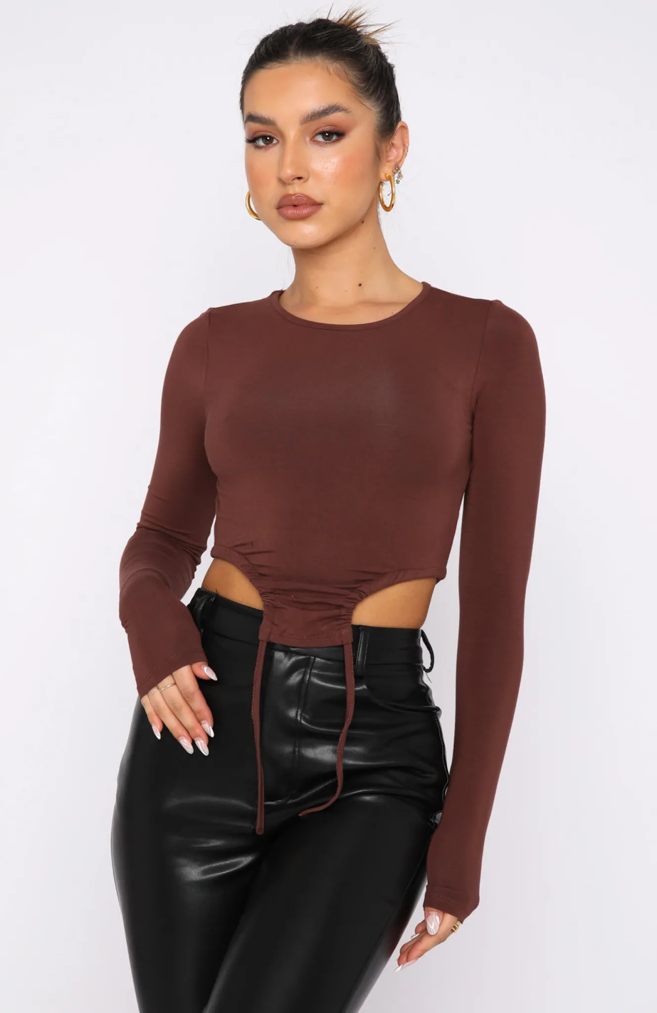 Shirts & Blouses | White Fox Boutique Spring Fresh Long Sleeve Top Chocolate brown