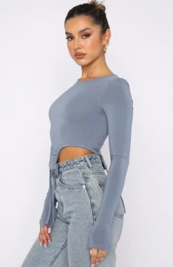 Shirts & Blouses | White Fox Boutique Spring Fresh Long Sleeve Top Steel blue
