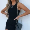 Restocked | White Fox Boutique Star Power Ribbed Mini Dress black